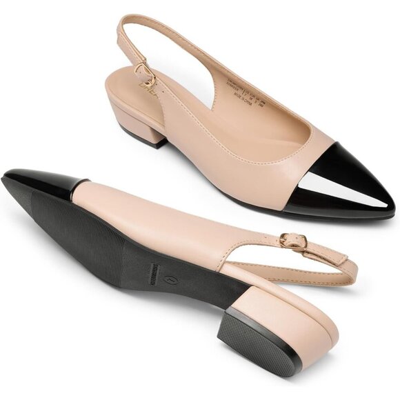 🆕Women Sling back Heels Pointed Closed Toe Low Block Pumps for Party Wedding - - Picture 3 of 7